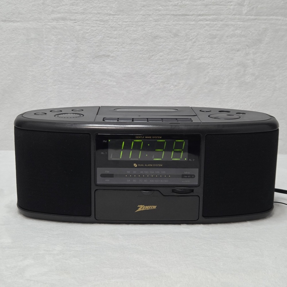 Vintage Zenith ZG320M AM FM Clock Radio Cassette Recorder Dual Alarm Tested